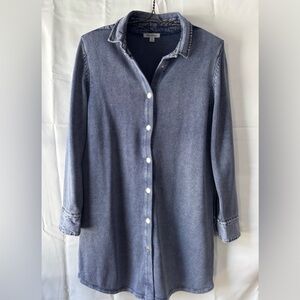 PBJ Blues Snap Tunic Cardigan- Denim Indigo